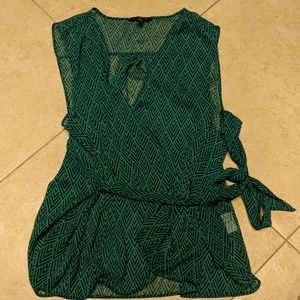 Banana Republic Green Blouse Wrap Sleeveless XL